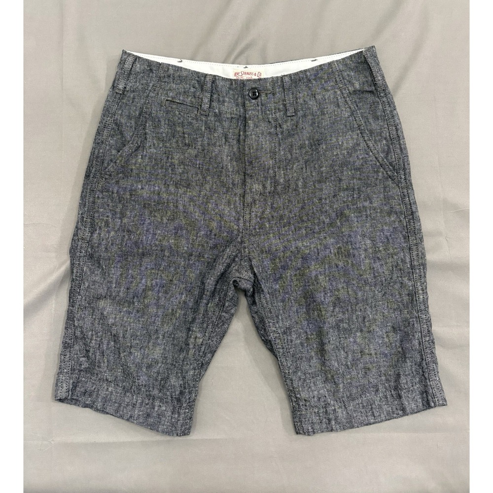 Levi 502 Chino Shorts Mens 28 Black Linen Cotton Blend 52438-0018 Taper Bermuda